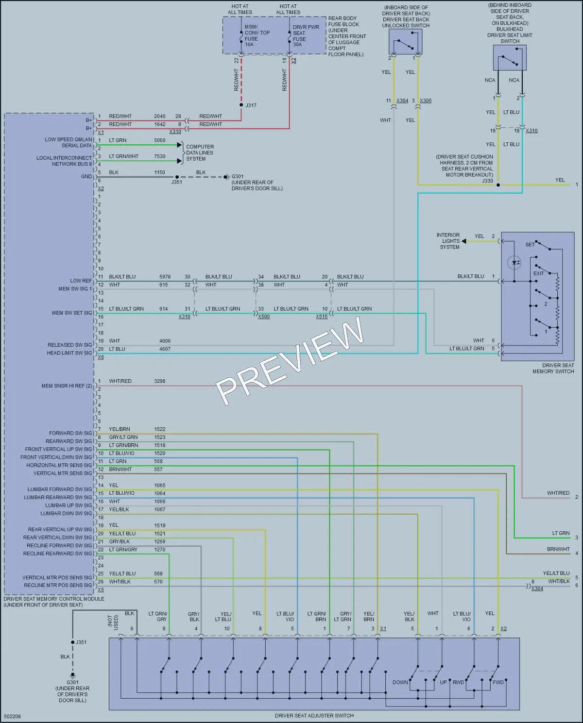 2016 Chevrolet CorvetteStingray Memory Systems wiring diagram preview