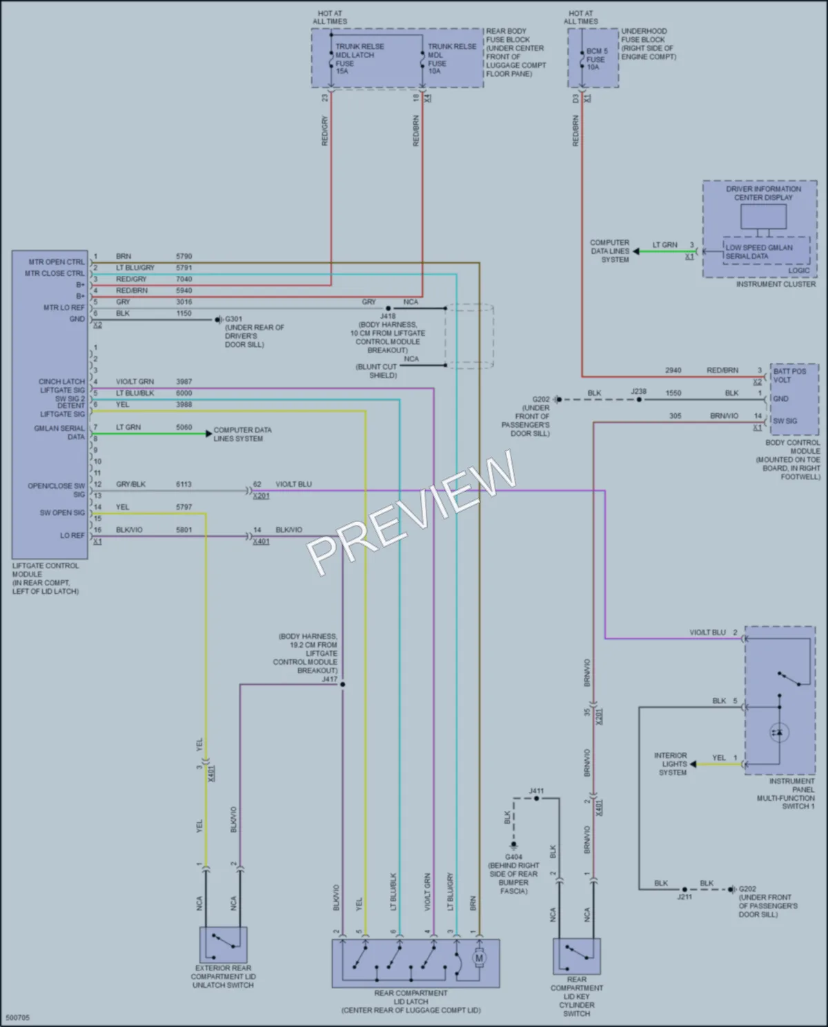 2016 Chevrolet CorvetteStingray Trunk Tailgate Fuel Door wiring diagram preview