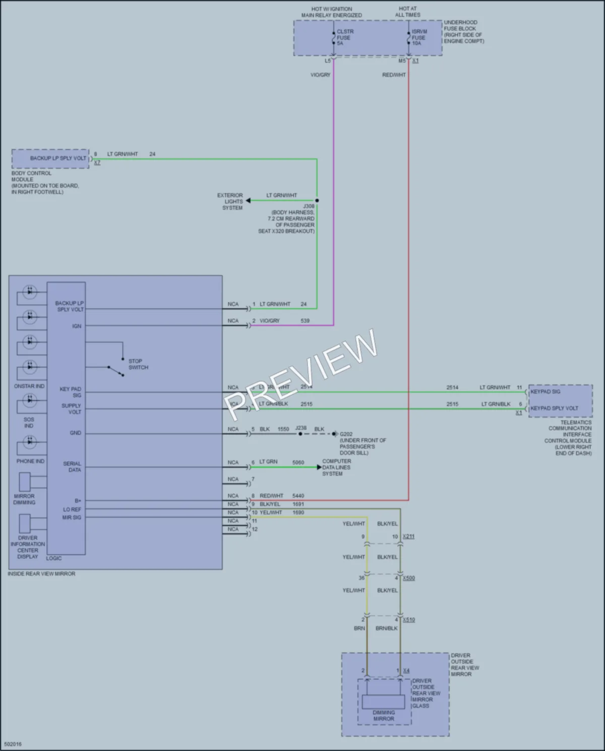 2016 Chevrolet CorvetteZ06 Power Mirrors wiring diagram preview