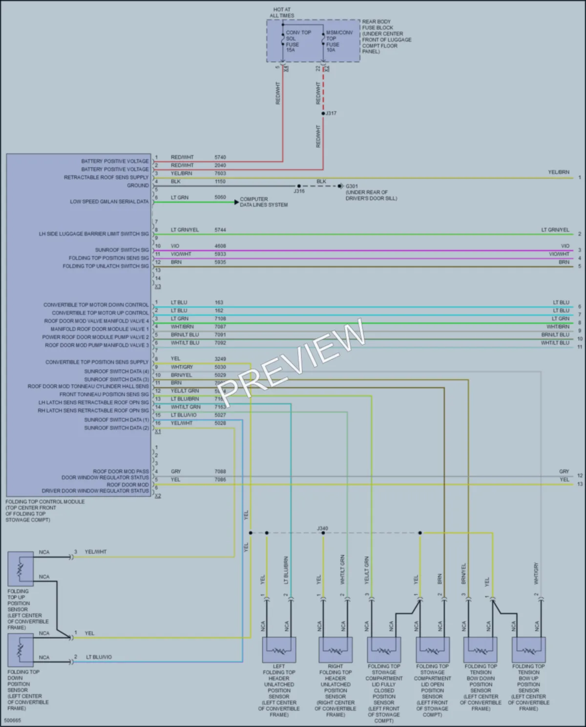 2016 Chevrolet CorvetteZ06 Power Top Sunroof wiring diagram preview