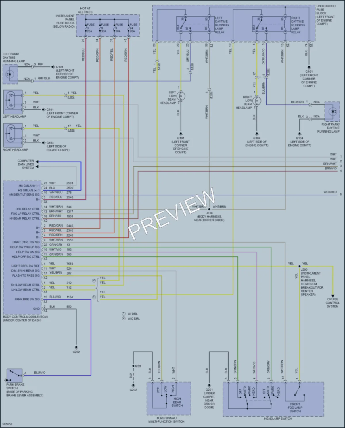 2016 Chevrolet Cruze Headlights wiring diagram preview