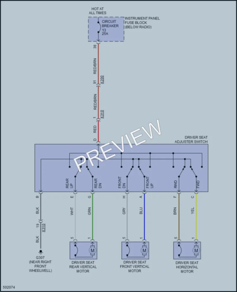 2016 Chevrolet Cruze Power Seats wiring diagram preview