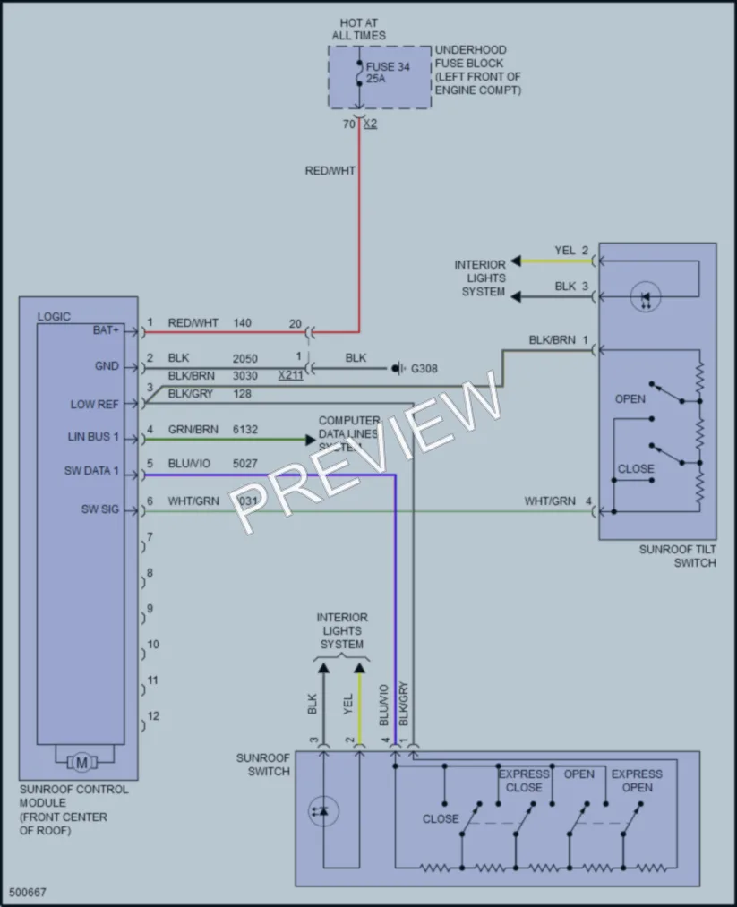 2016 Chevrolet Cruze Power Top Sunroof wiring diagram preview