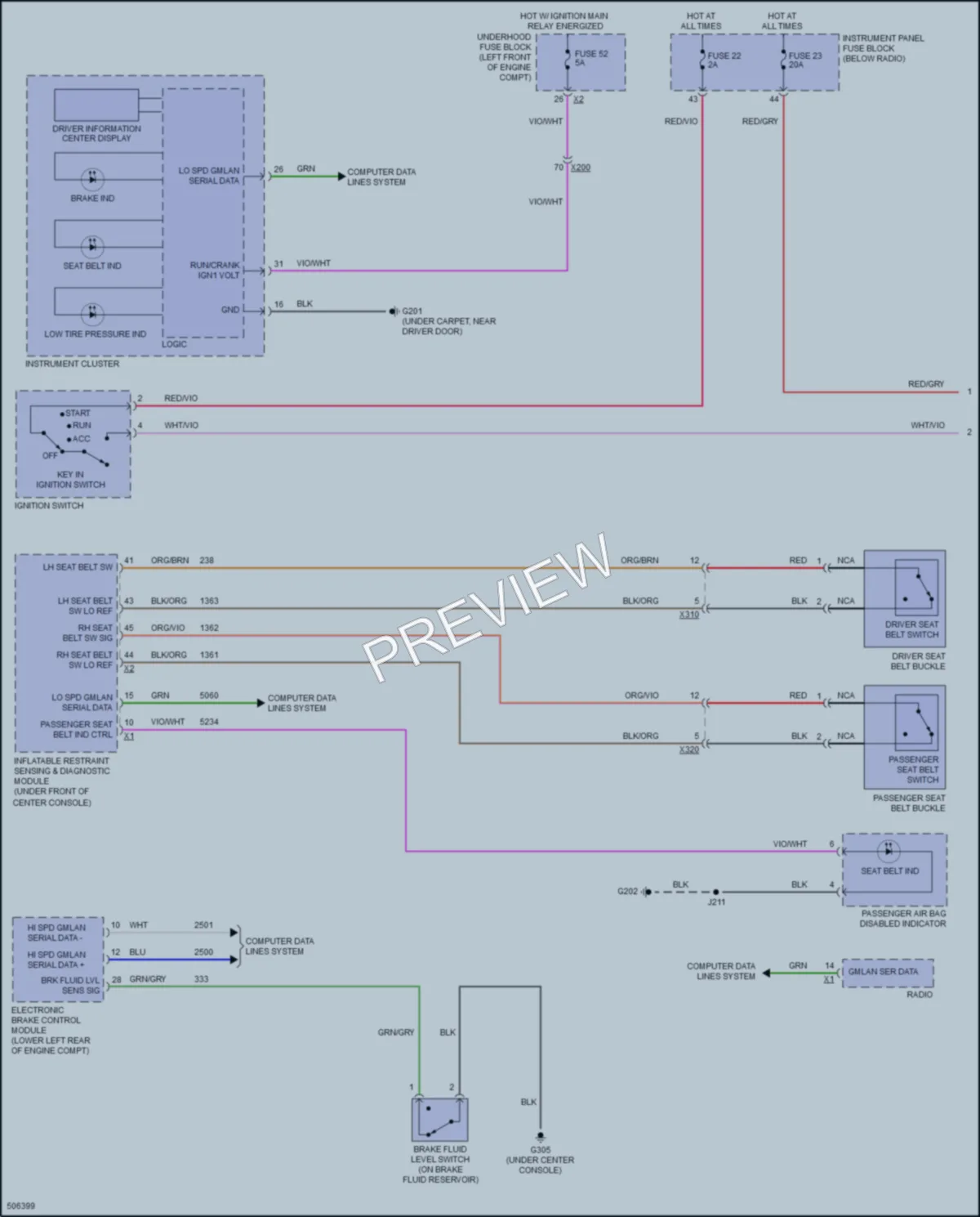 2016 Chevrolet Cruze Warning Systems wiring diagram preview