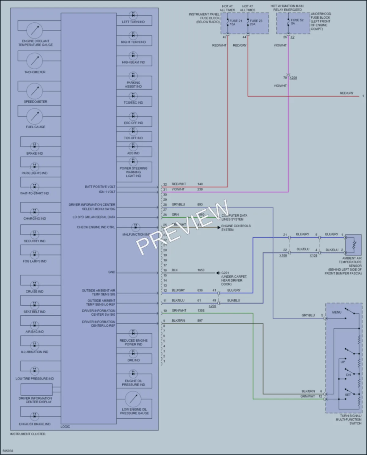 2016 Chevrolet CruzeLimited Instrument Cluster wiring diagram preview