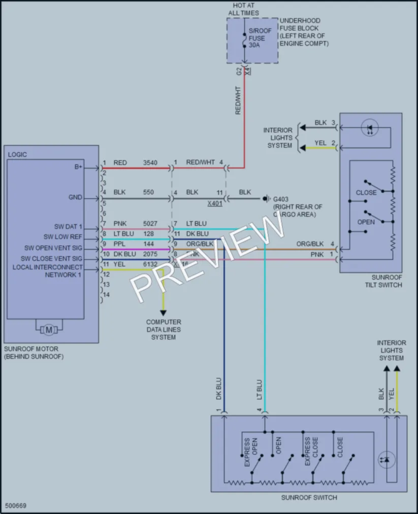 2016 Chevrolet Equinox Power Top Sunroof wiring diagram preview