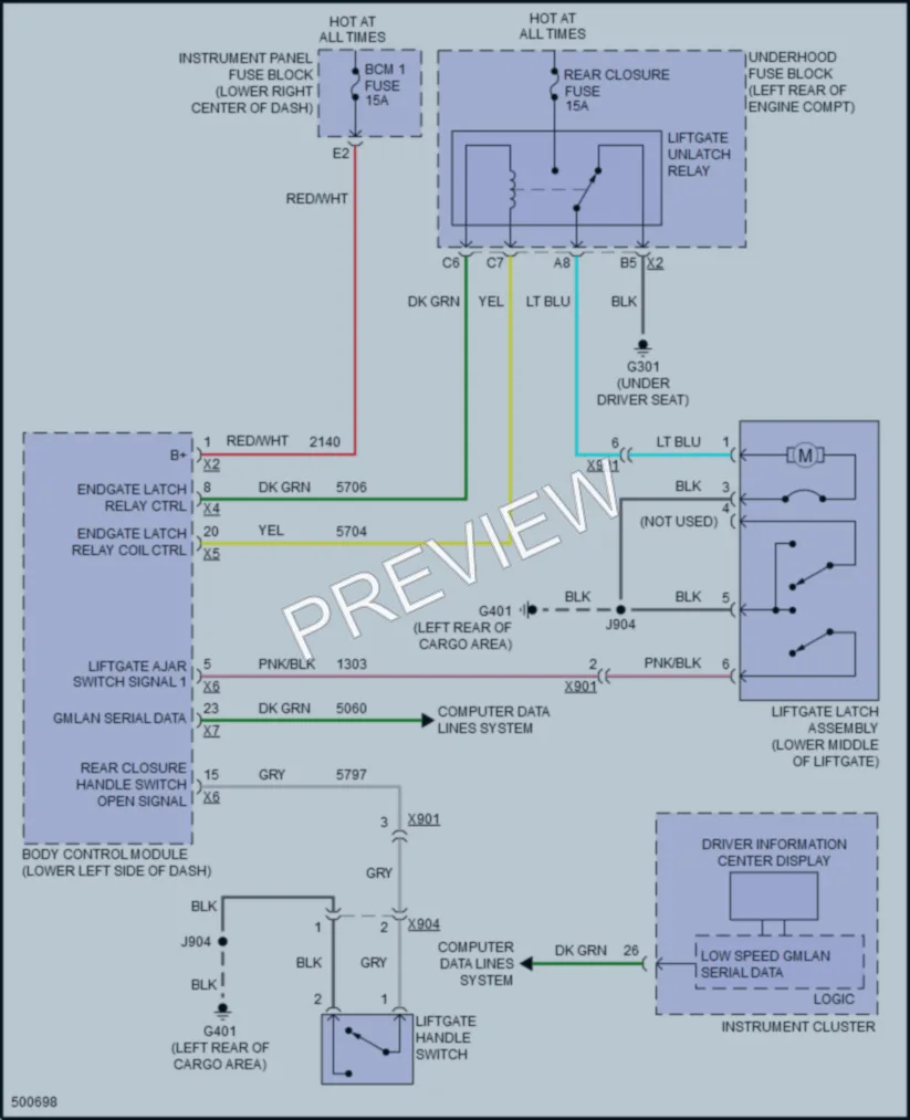 2016 Chevrolet Equinox Trunk Tailgate Fuel Door wiring diagram preview