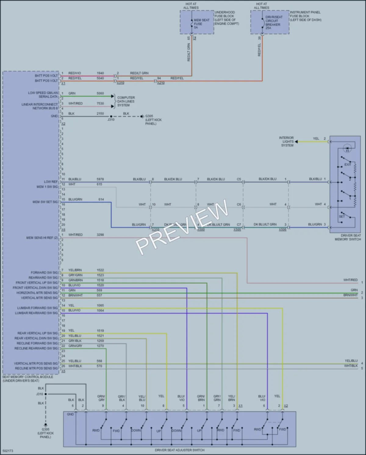 2016 Chevrolet Impala Memory Systems wiring diagram preview
