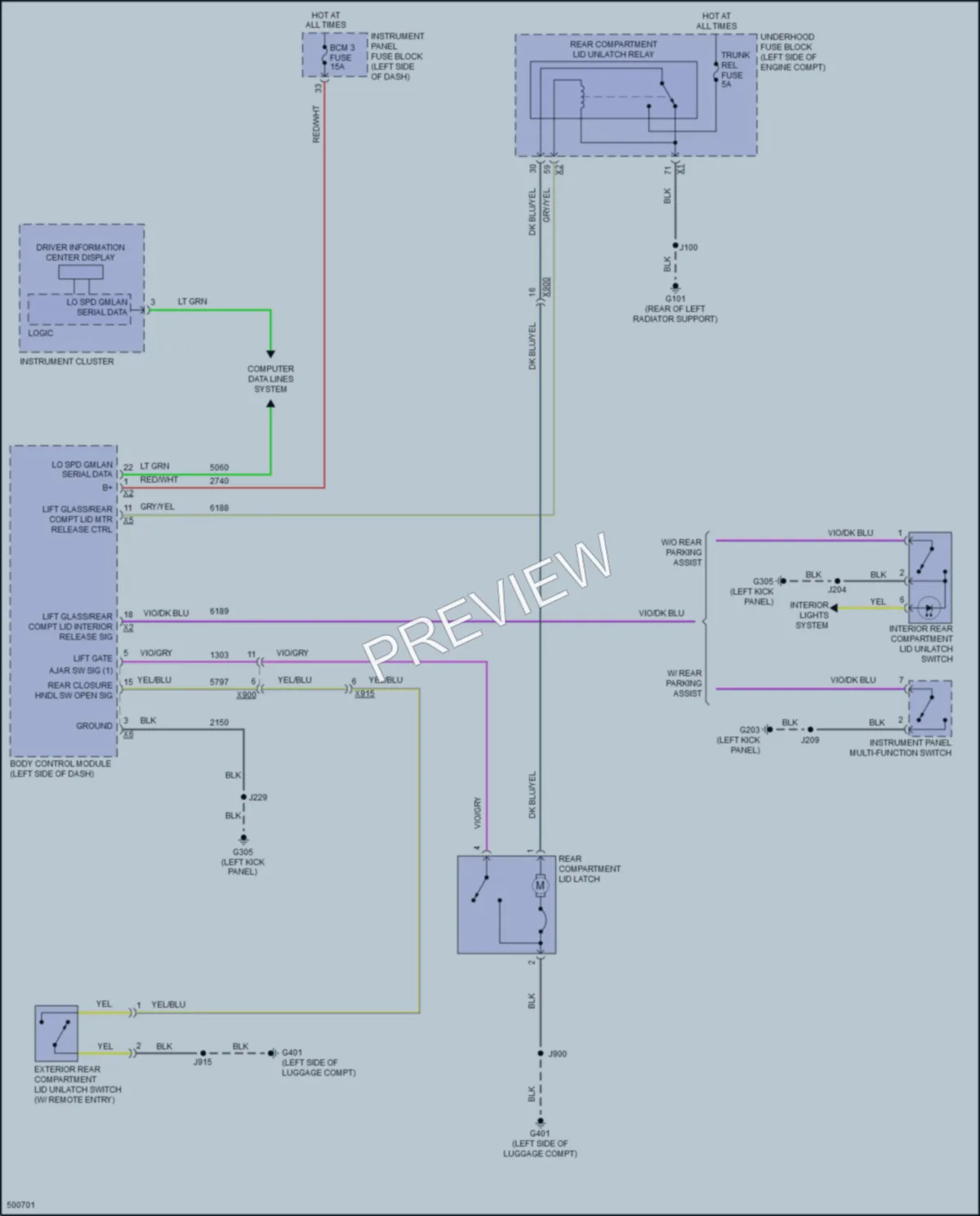 2016 Chevrolet Impala Trunk Tailgate Fuel Door wiring diagram preview