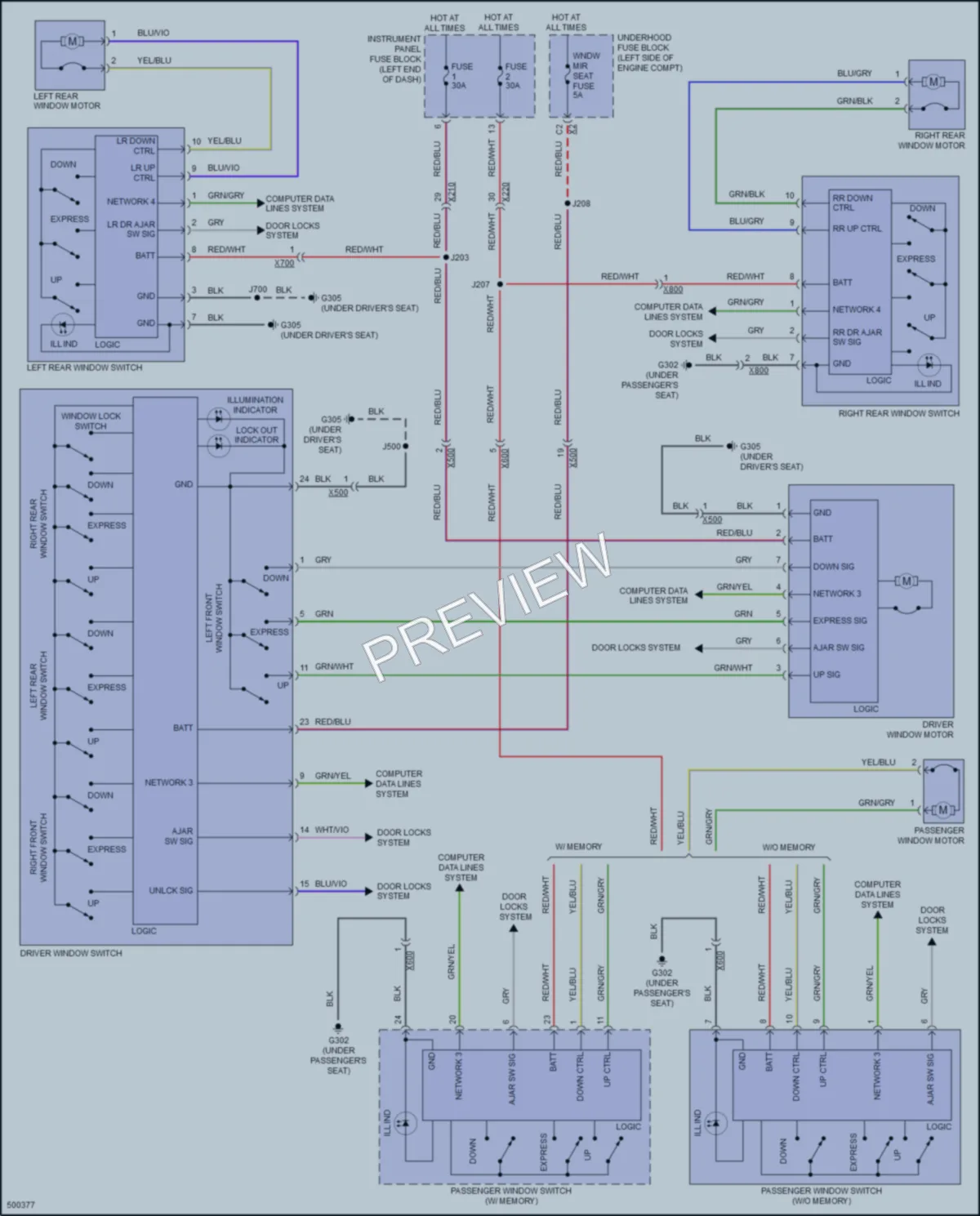 2016 Chevrolet MalibuHybrid Power Windows wiring diagram preview