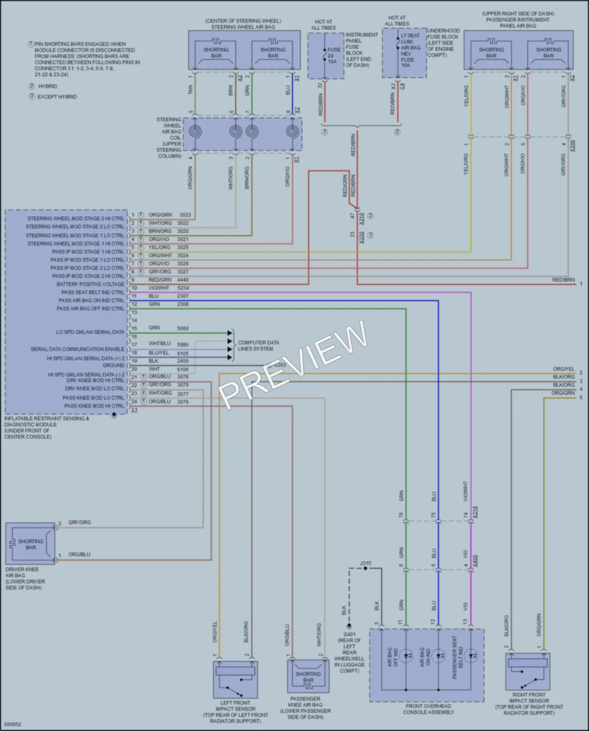 2016 Chevrolet MalibuHybrid Supplemental Restraints wiring diagram preview