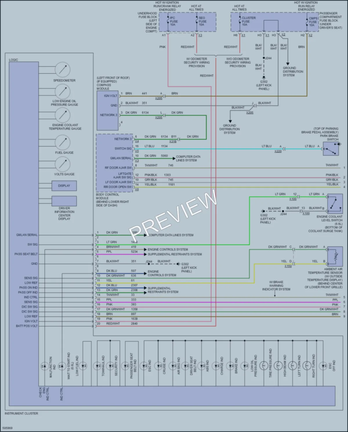 2016 Chevrolet SS Instrument Cluster wiring diagram preview