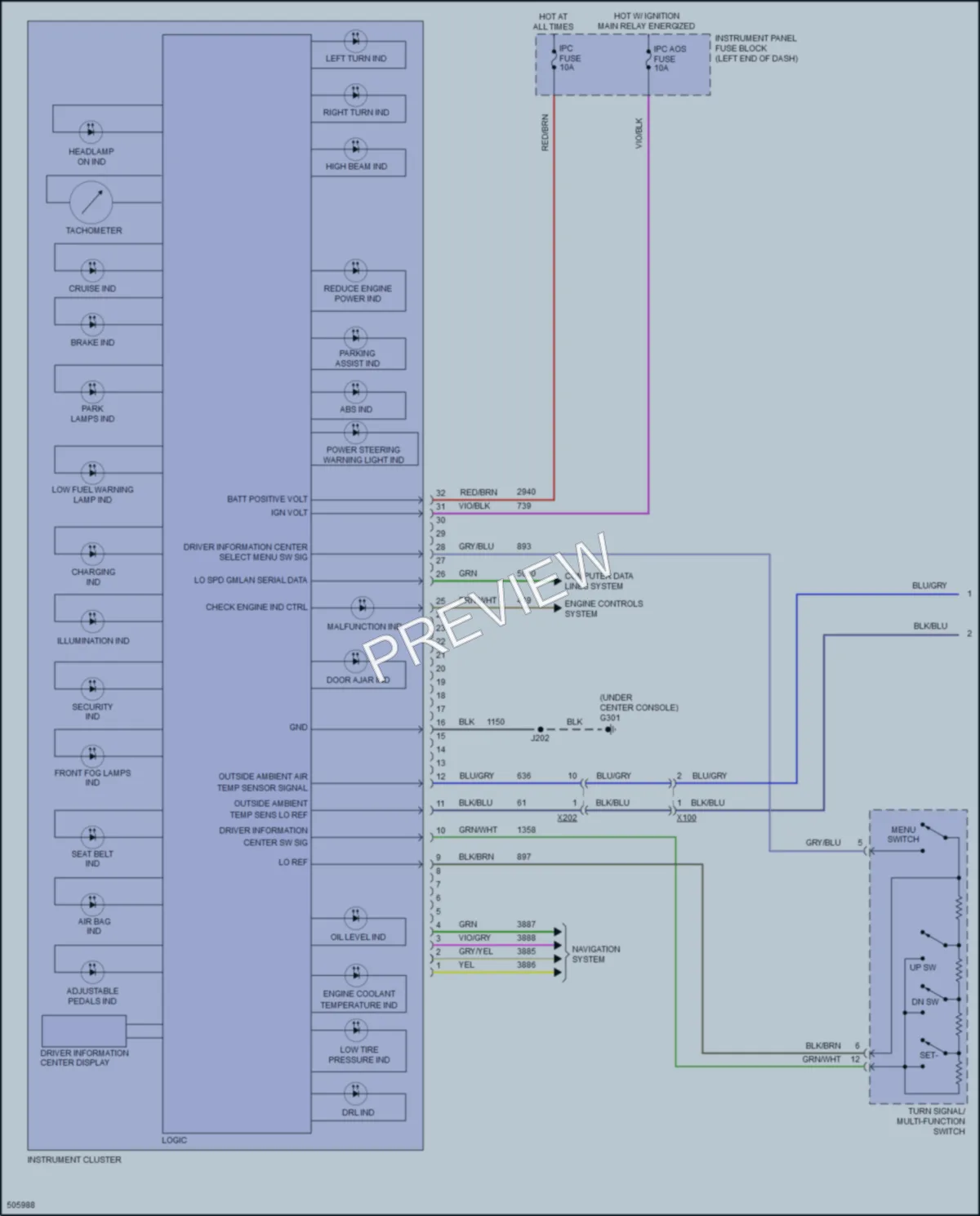 2016 Chevrolet Sonic Instrument Cluster wiring diagram preview