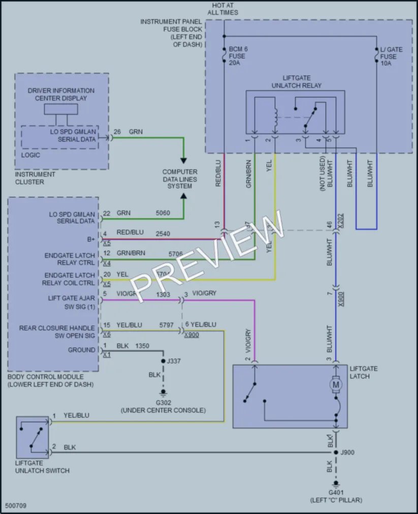 2016 Chevrolet Sonic Trunk Tailgate Fuel Door wiring diagram preview