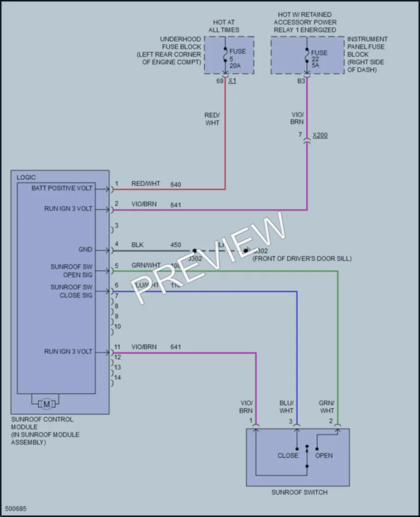 2016 Chevrolet Spark Power Top Sunroof wiring diagram preview