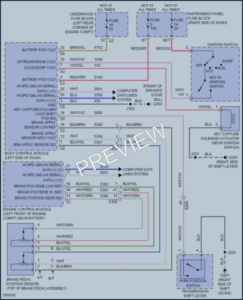 2016 Chevrolet Spark Shift Interlock wiring diagram preview