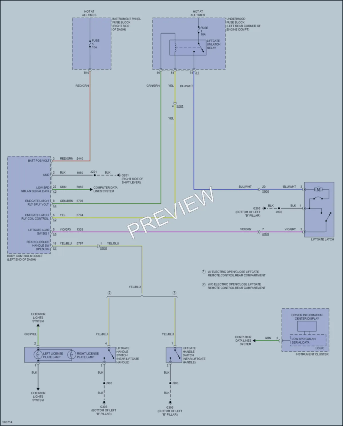 2016 Chevrolet Spark Trunk Tailgate Fuel Door wiring diagram preview