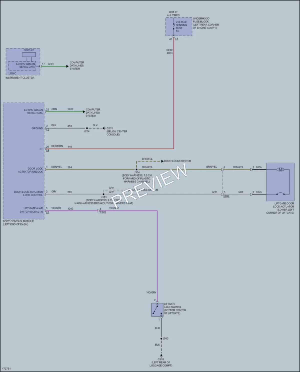 2016 Chevrolet SparkEV Trunk Tailgate Fuel Door wiring diagram preview