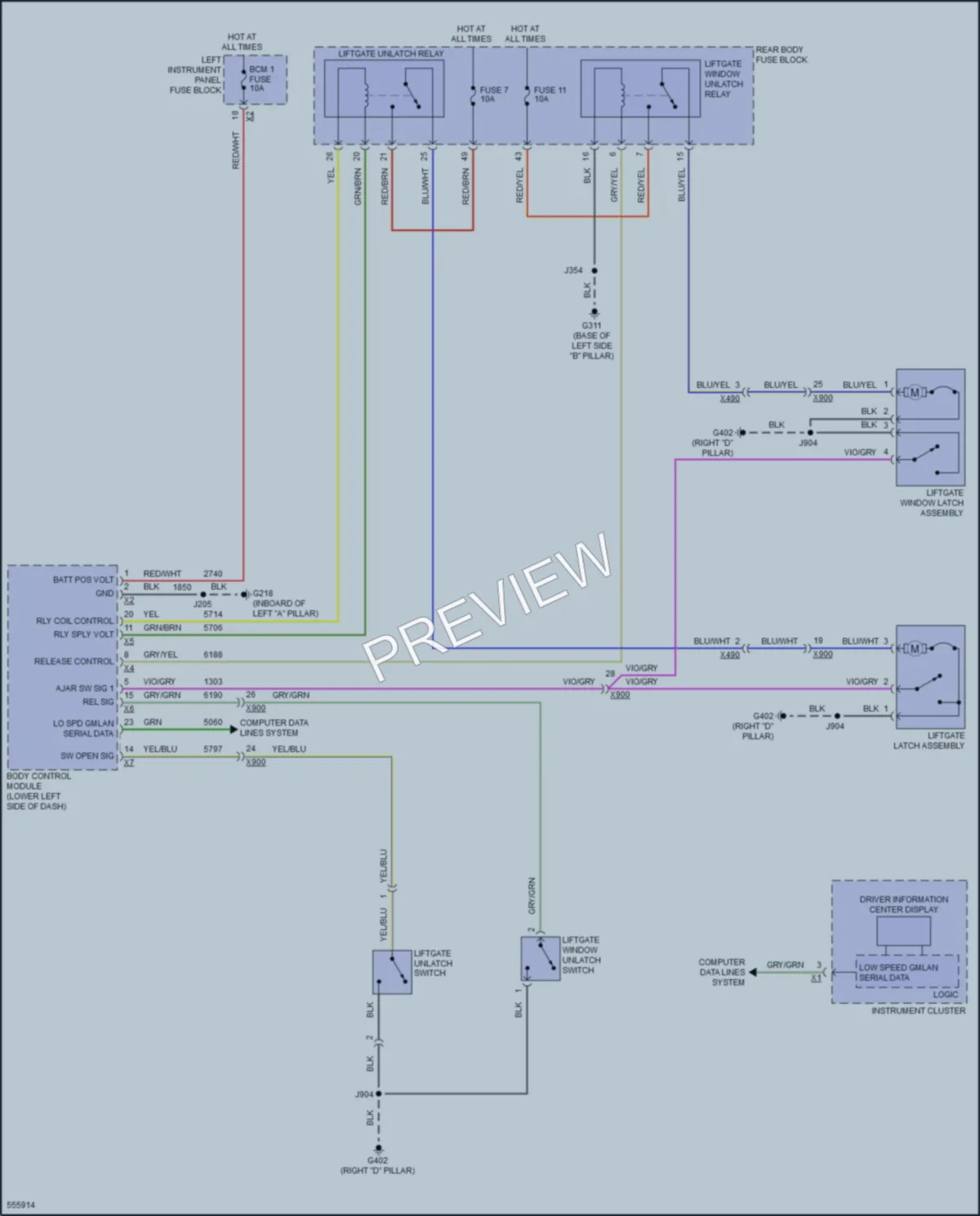 2016 Chevrolet SuburbanHD Trunk Tailgate Fuel Door wiring diagram preview