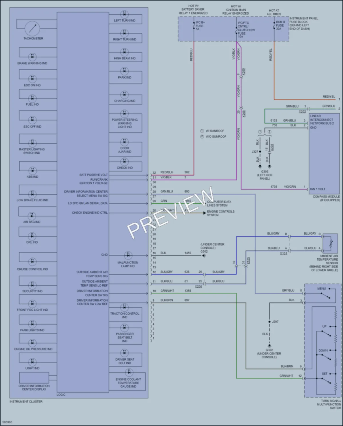 2016 Chevrolet Trax Instrument Cluster wiring diagram preview