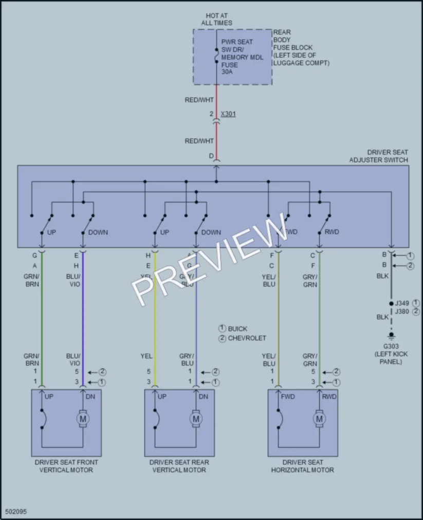 2016 Chevrolet Trax Power Seats wiring diagram preview