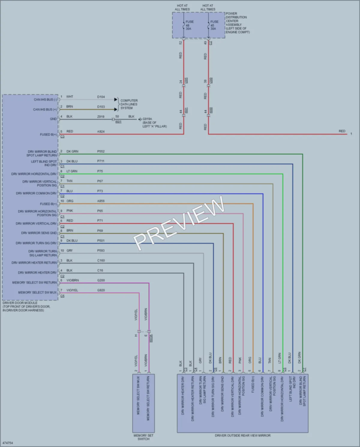 2016 Chrysler 200 Memory Systems wiring diagram preview