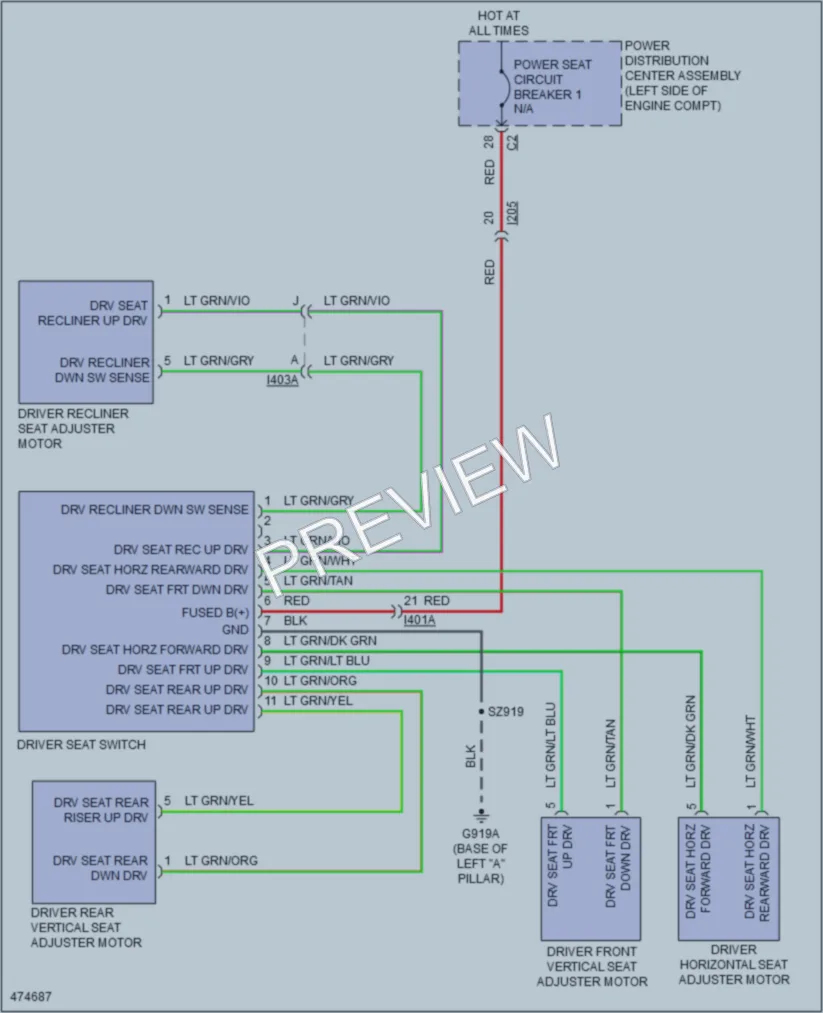 2016 Chrysler 200 Power Seats wiring diagram preview