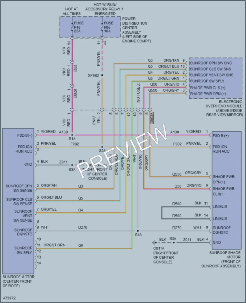 2016 Chrysler 200 Power Top Sunroof wiring diagram preview