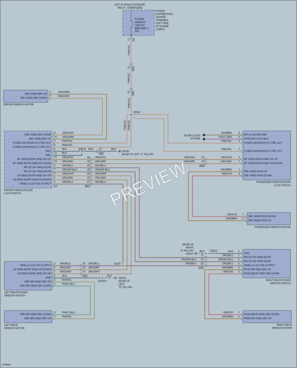 2016 Chrysler 200 Power Windows wiring diagram preview