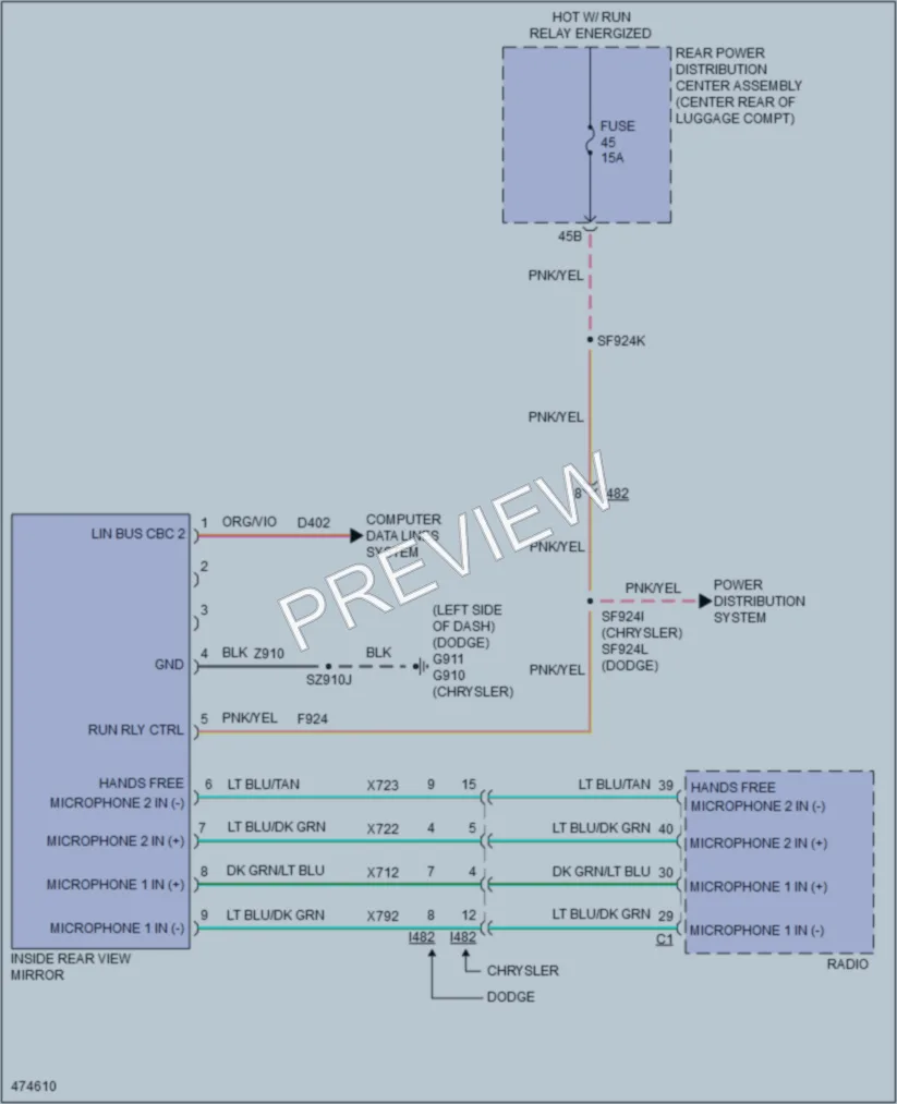 2016 Chrysler 300 Power Mirrors wiring diagram preview