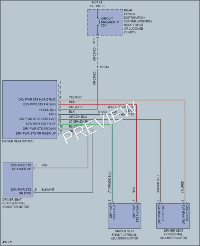 2016 Dodge Challenger Power Seats wiring diagram preview