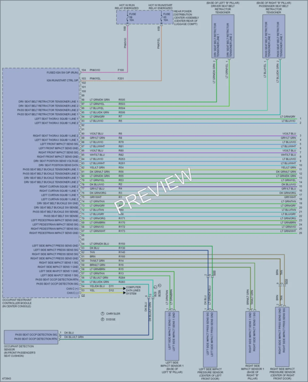 2016 Dodge Charger Supplemental Restraints wiring diagram preview