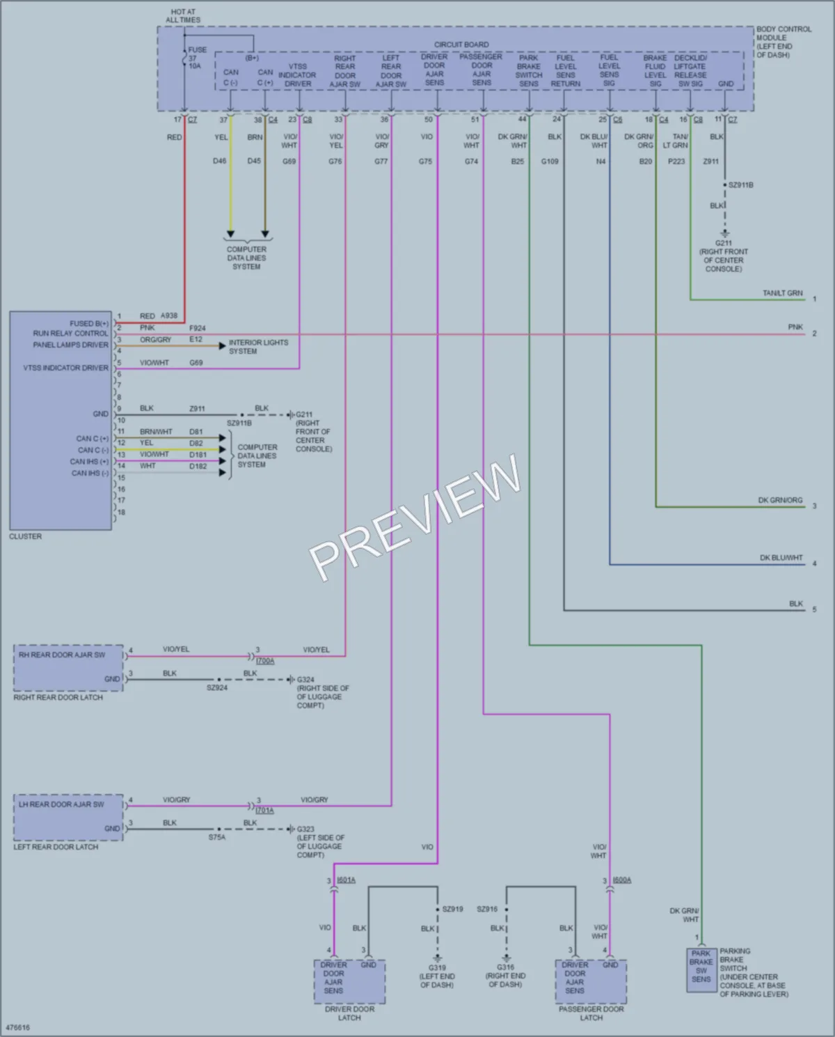 2016 Dodge Dart Instrument Cluster wiring diagram preview