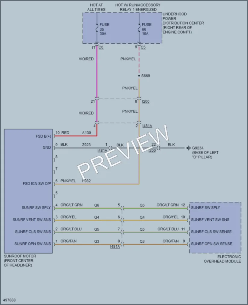 2016 Dodge Durango Power Top Sunroof wiring diagram preview