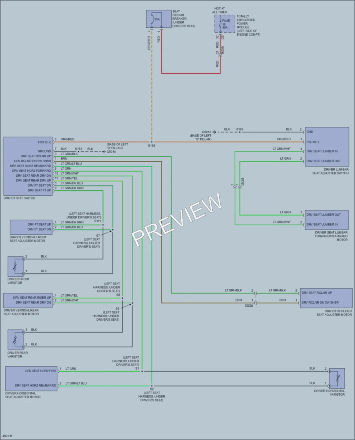 2016 Dodge GrandCaravan Power Seats wiring diagram preview