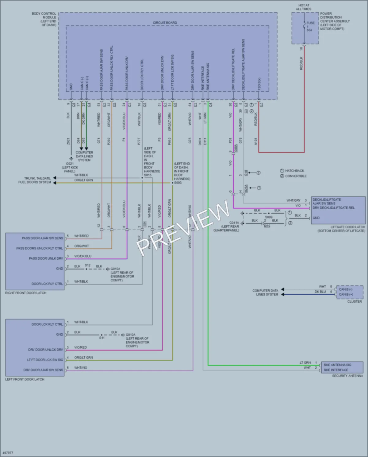 2016 Fiat 500 Power Door Locks wiring diagram preview