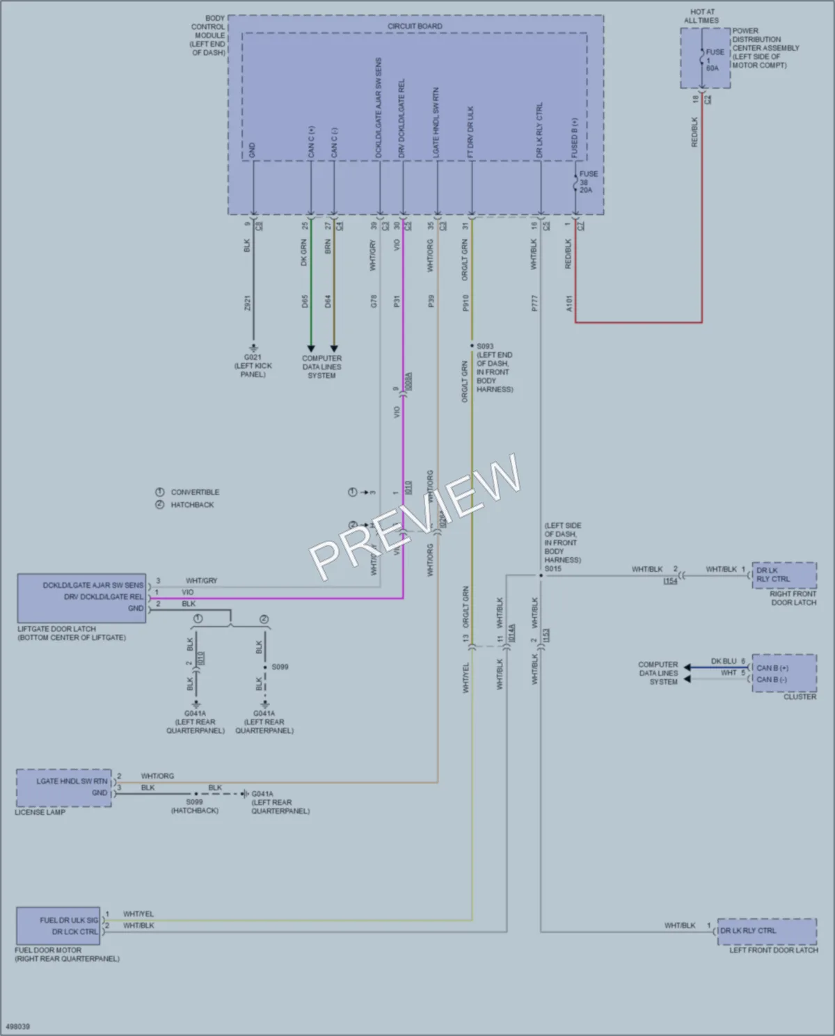 2016 Fiat 500 Trunk Tailgate Fuel Door wiring diagram preview