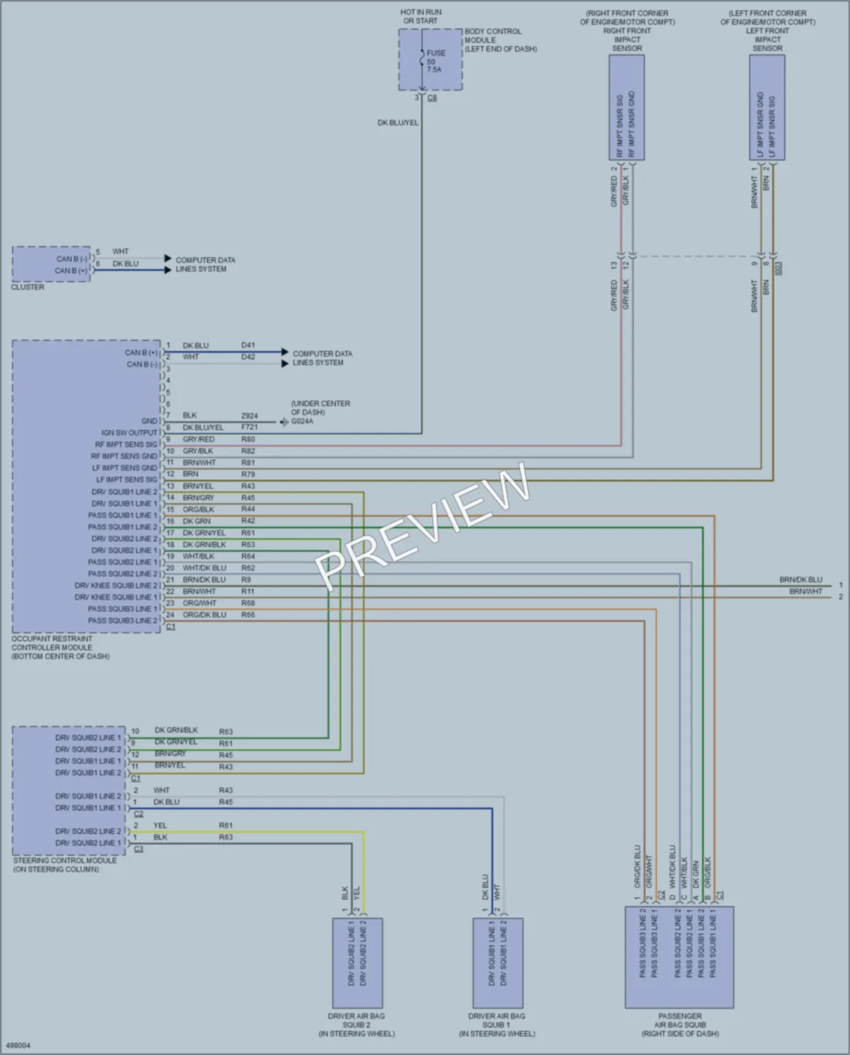 2016 Fiat 500C Supplemental Restraints wiring diagram preview