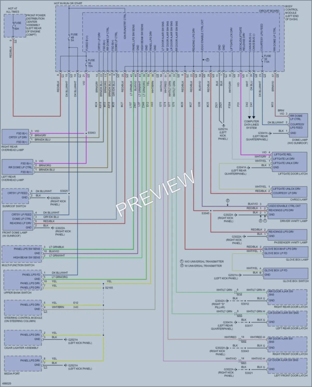 2016 Fiat 500L Interior Lights wiring diagram preview