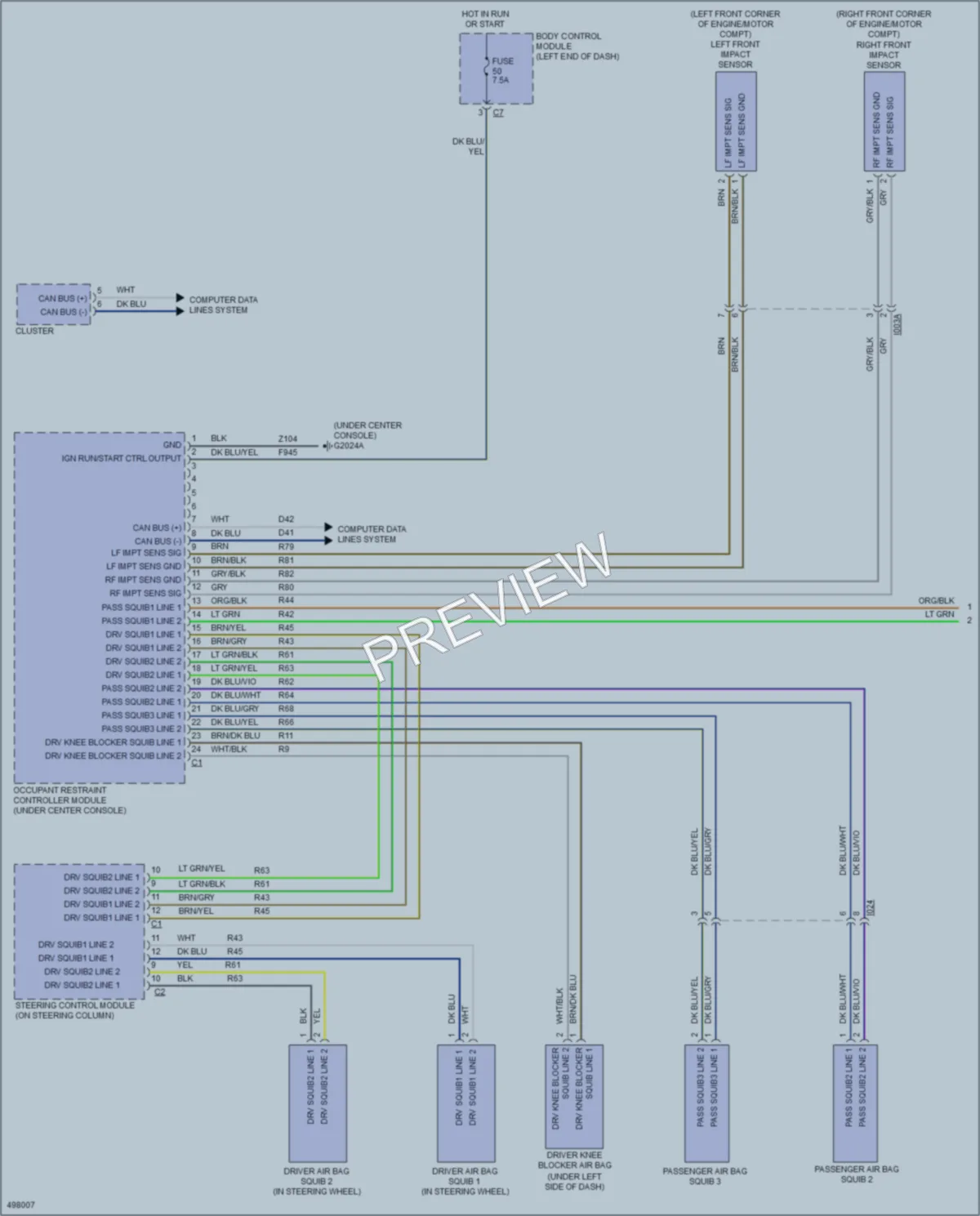 2016 Fiat 500L Supplemental Restraints wiring diagram preview