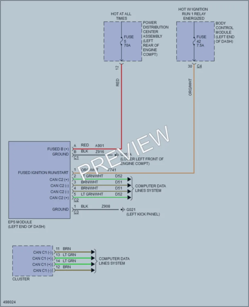 2016 Fiat 500X Electronic Power Steering wiring diagram preview