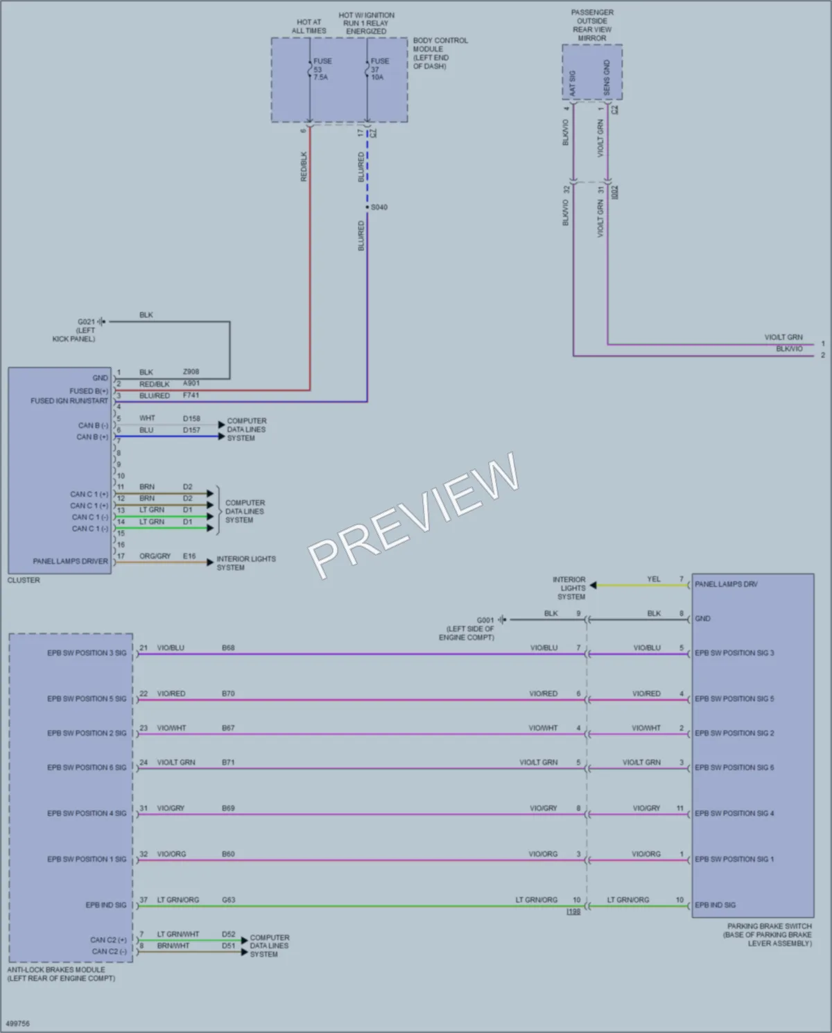 2016 Fiat 500X Instrument Cluster wiring diagram preview