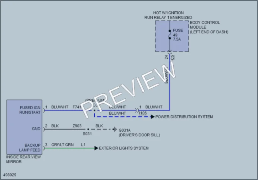 2016 Fiat 500X Power Mirrors wiring diagram preview