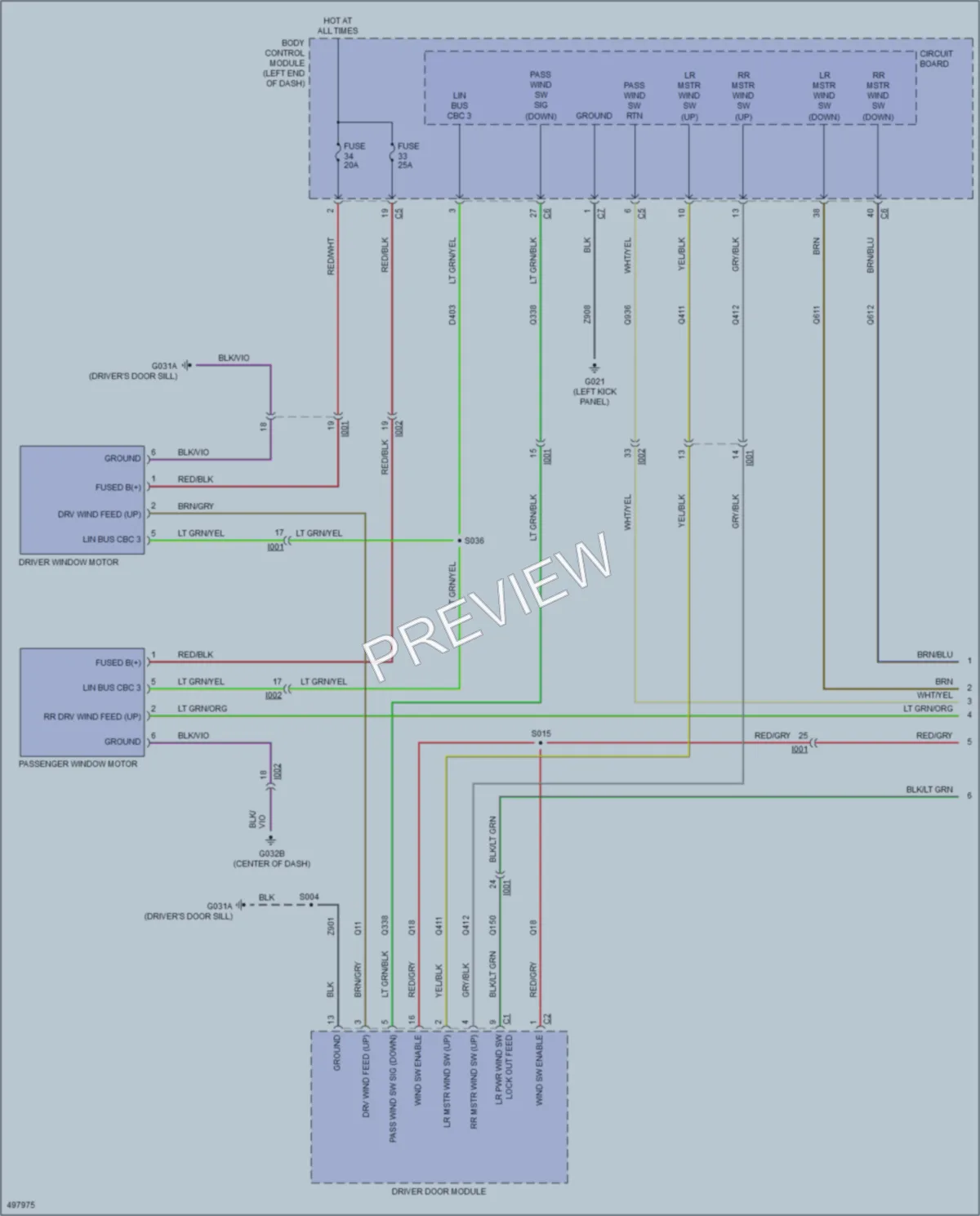 2016 Fiat 500X Power Windows wiring diagram preview