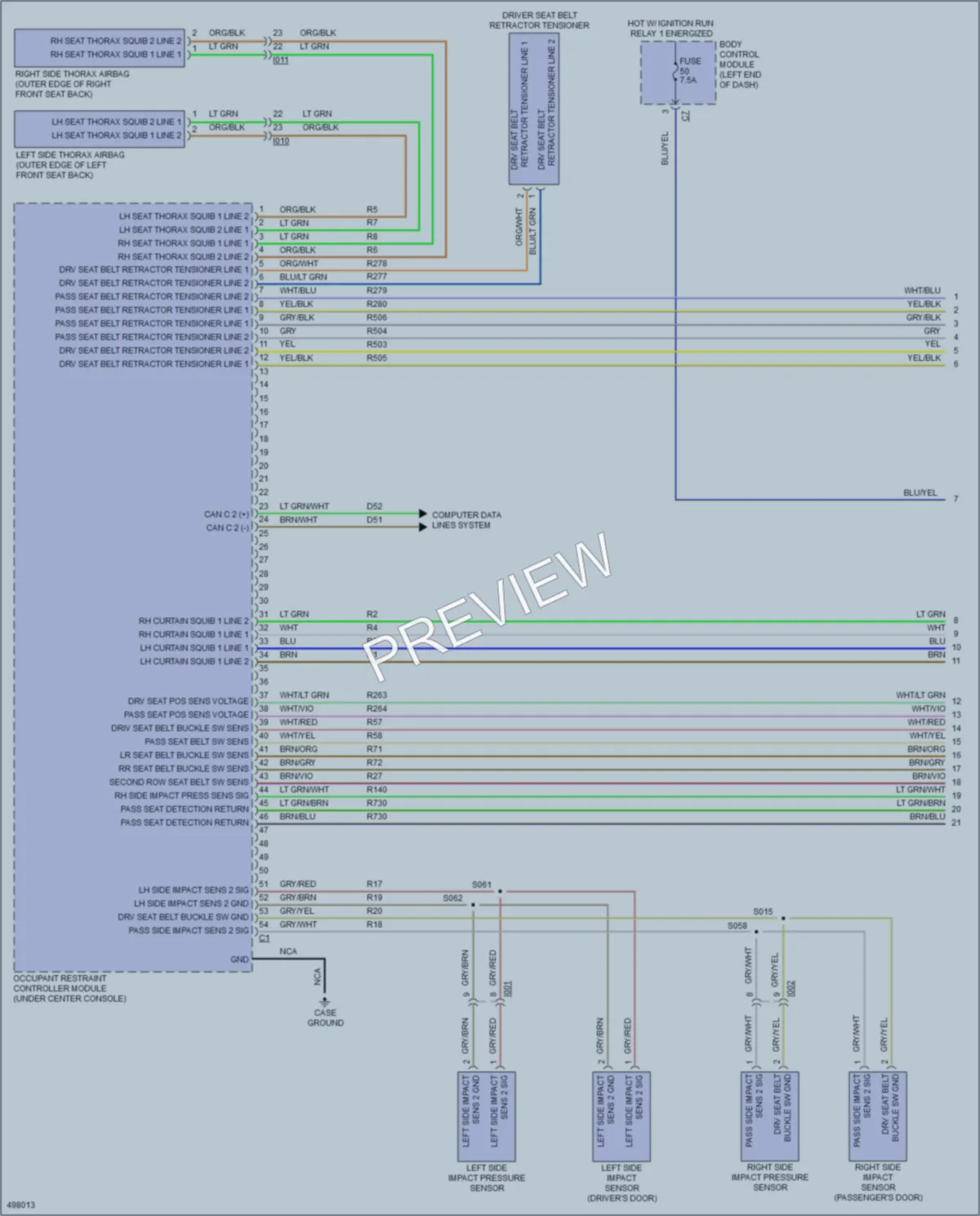2016 Fiat 500X Supplemental Restraints wiring diagram preview