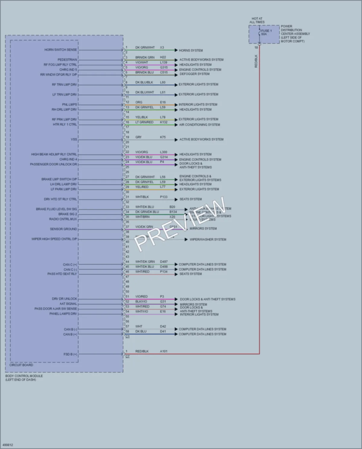 2016 Fiat 500e Body Control Modules wiring diagram preview