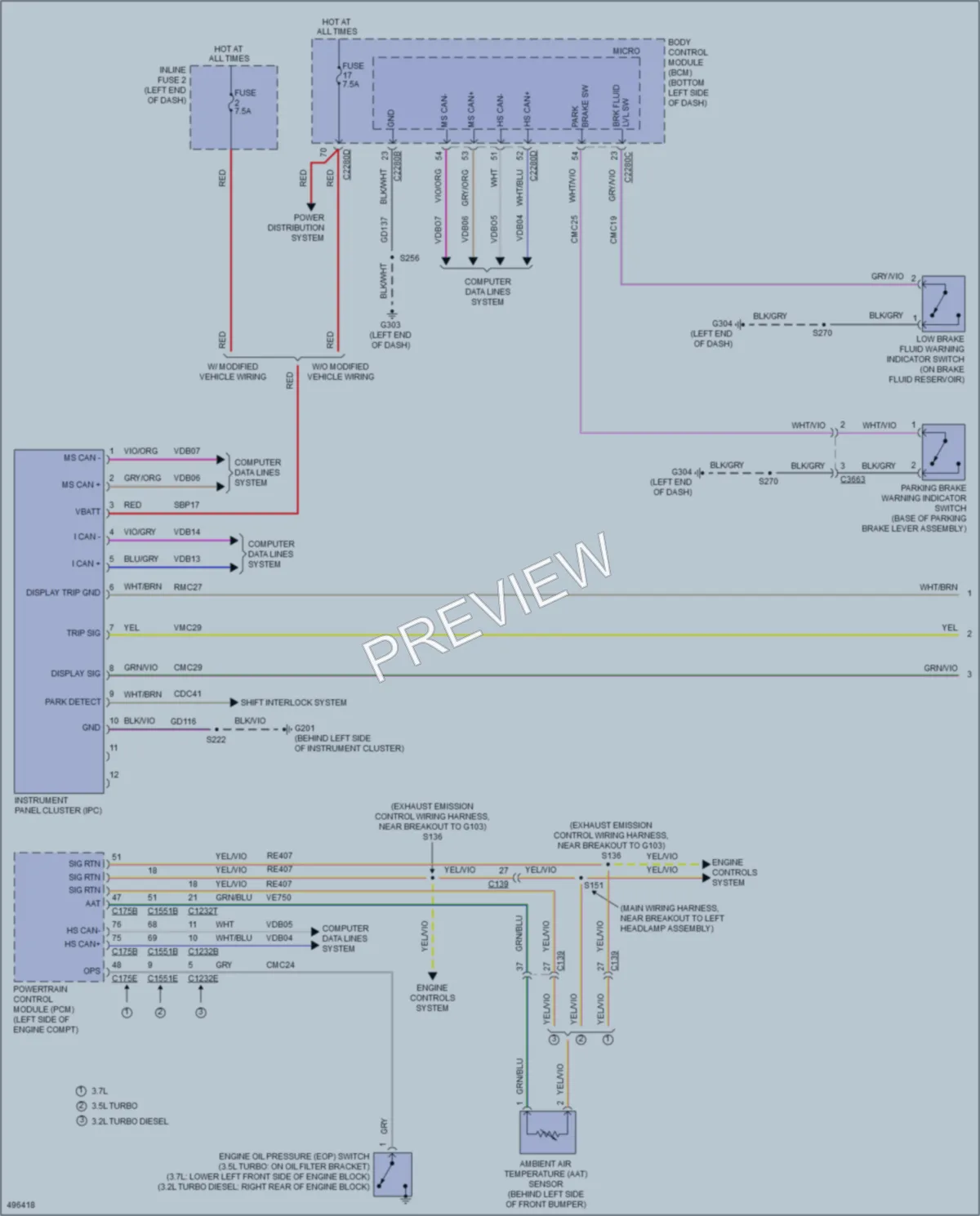 2016 Ford 150Transit Instrument Cluster wiring diagram preview