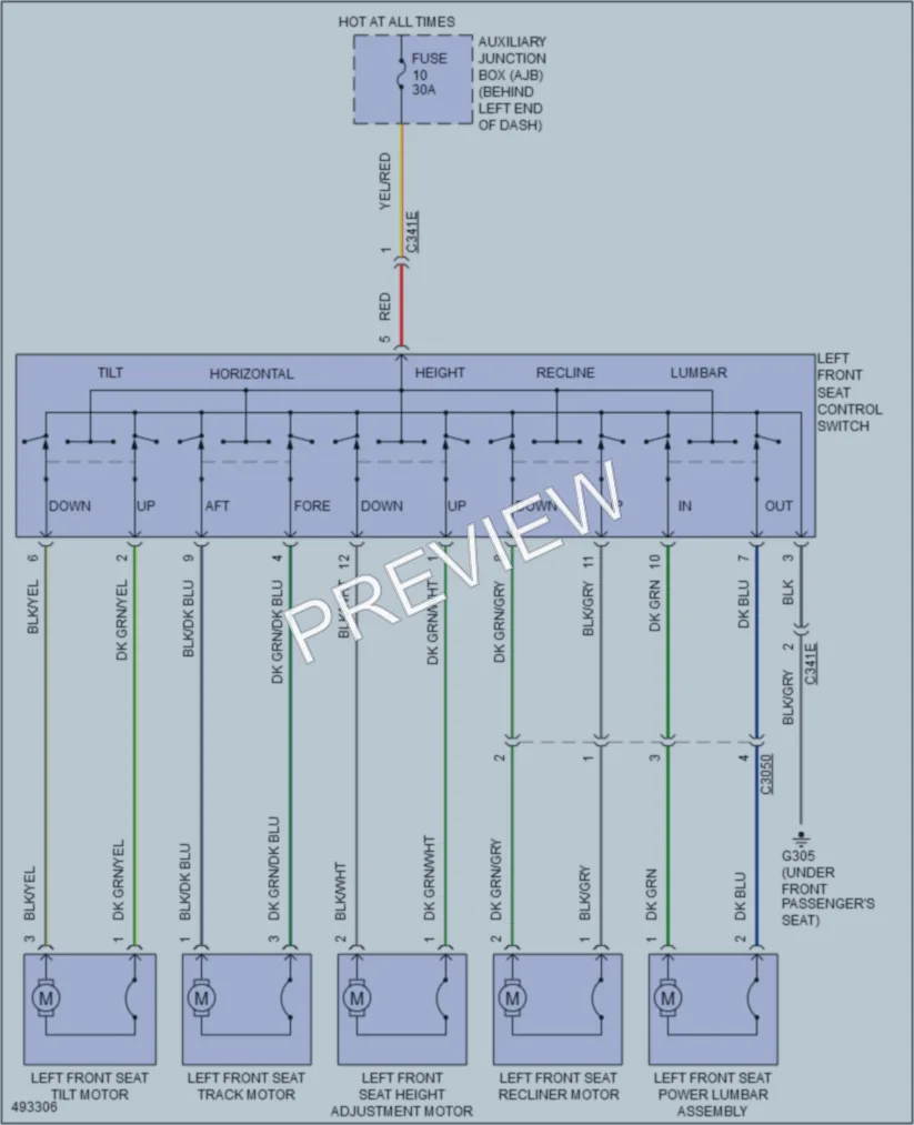 2016 Ford 150Transit Power Seats wiring diagram preview