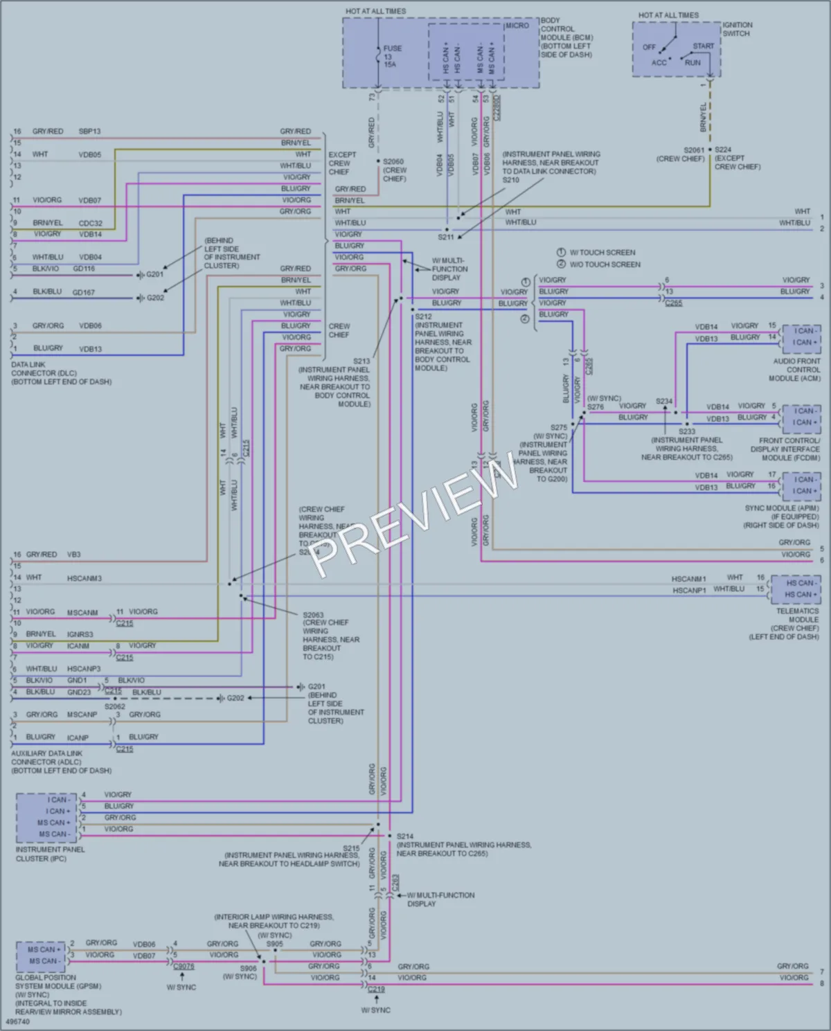 2016 Ford 250Transit Computer Data Lines wiring diagram preview