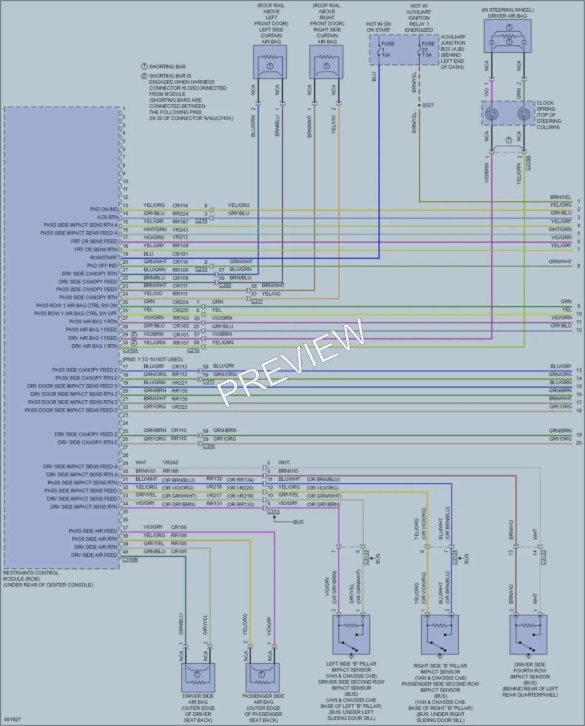 2016 Ford 250Transit Supplemental Restraints wiring diagram preview